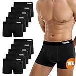 YESWEL Mens Boxers 10 Pack, Cotton Retro Boxer Shorts, Breathable Underwear Briefs, No Itchy Labels Underpants Black (L)