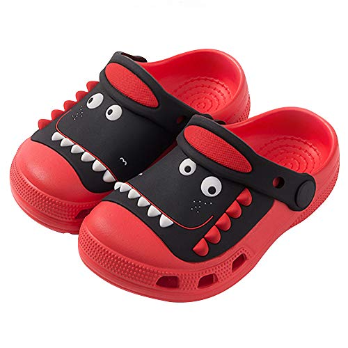Maybolury Kids Clogs Shoes,Boys Girls Lightweight Non-Slip Beach Pool Sandals Slip-on Indoor Outdoor Sippers Red