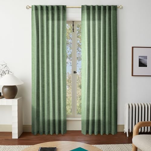 MEETBILY Back Tab Curtains 92 Inches Long 2 Panels for