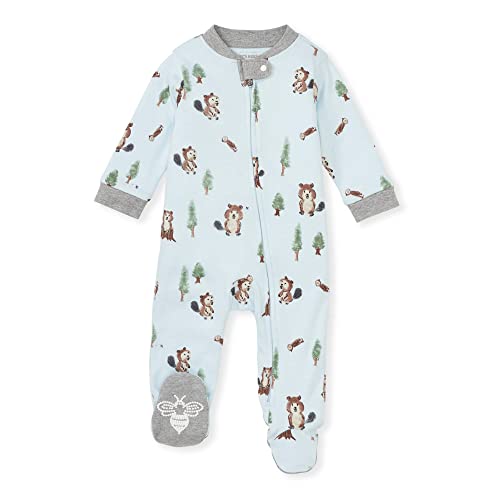 Image of Burt's Bees Baby unisex-baby Sleep & Play, Organic One-piece Romper-jumpsuit Pj, Zip Front Footed Pajama