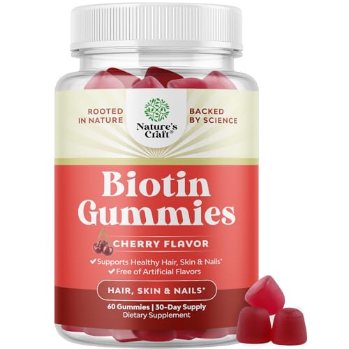 Natural Biotin Gummies for Hair Growth - Biotin Vitamins Hair Skin and Nails Gummies for Women and...