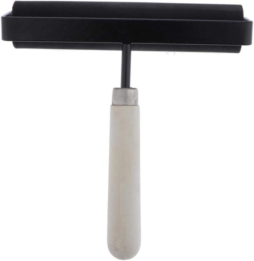 Soft Rubber Brayer Durometer Roller W/Heavy Duty Frame Rubber Glue Roller for Anti Skid Tape Construction Tools,Printmaking, Ink Paint Block Stamping - 8 inch