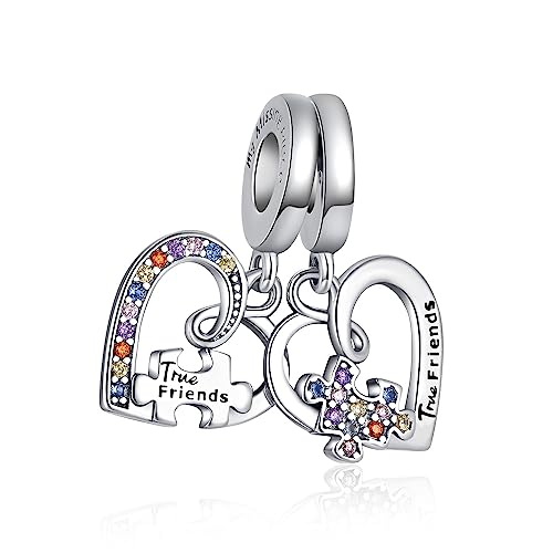 Alstade True Friends Dangle Charm 925 Sterling Silver Charms fits Bracelets and Necklace Pendant...
