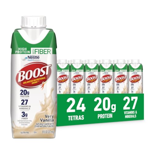 BOOST High Protein with Fiber Balanced Nutritional Shake, Vanilla, 24