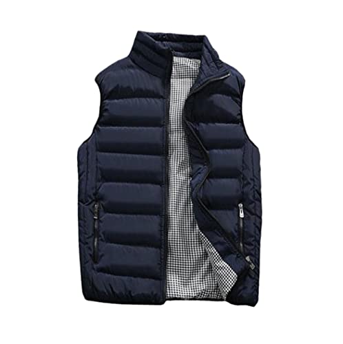 Gilet d'hiver rembourré épais et chaud pour homme bleu XL