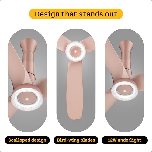 Image of atomberg Aris Illusia Smart 1250mm BLDC Ceiling Fan | | Remote Operated | BEE 5 star| Advance Air+ Technology | Silent Operation | 12W LED Underlight | 5 Year Warranty (Rose Gold)