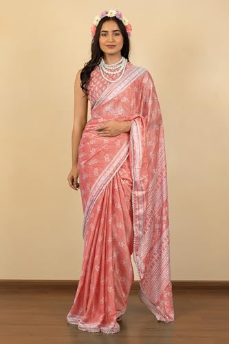Image of MIRCHI FASHION Women Saree Leheriya Print Chiffon | Lightweight Traditional Sari for Farewell and Wedding Ceremonies with Unstitched Blouse Piece