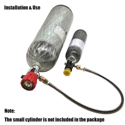 Gurlleu Carbon Fiber Air Tank, 30 Cu Ft / 4500 Psi, Ce Approved, Pcp Paintball Compressed Air System With Regulator Valve (Empty Bottle) (Top Gauge Set) #TOP3