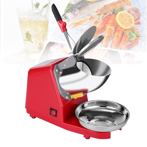 Broyeur à Glace éLectrique, Broyeur à Glace, Machine à CôNes De Neige Avec Bol En Acier Inoxydable, Capacité De 85 Kg/H, Pour Cocktails, Glaces, Smoothies Et Jus De Fruits Frais,Red