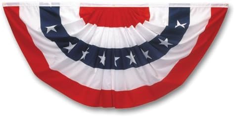 Valley Forge Pleated Fan Flag 5 Printed Stripes In Red , White And Blue 3' X 6' Cotton