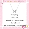 GAUEIOUR Bow Necklace,Butterfly Collarbone Necklace for Women,Light Luxury Sparkling Diamond Minimalist Design Necklaces, Sterling Silver Bow Necklaces for Women(Silver) #1