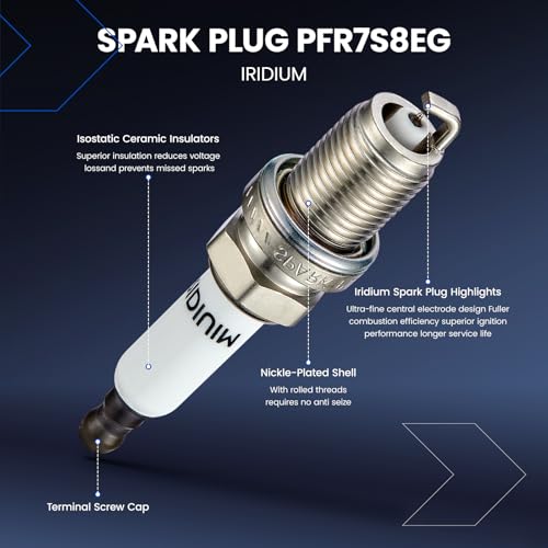 Image of Set of 4 Ignition Coil Pack UF575 and Iridium Spark Plugs PFR7S8EG 4 Pack Compatible with Audi A3 A4 A5 A6 Q3 TT Quattro Q5 TT VW CC Eos GTI Beetle Golf Jetta Passat 2.0L L4 4.2L V8