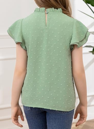 Image of bilbean Girls Elegant Polked Swiss Dot Long Sleeve Shirts Tops 6-15 Years