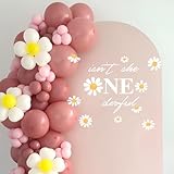 CIEQR Isn't She Onederful Decal - Daisy Flower First Birthday Decal, Sweet One Birthday Decorations for Party, Backdrop, Balloon Arch, Anniversary, Baby Shower…