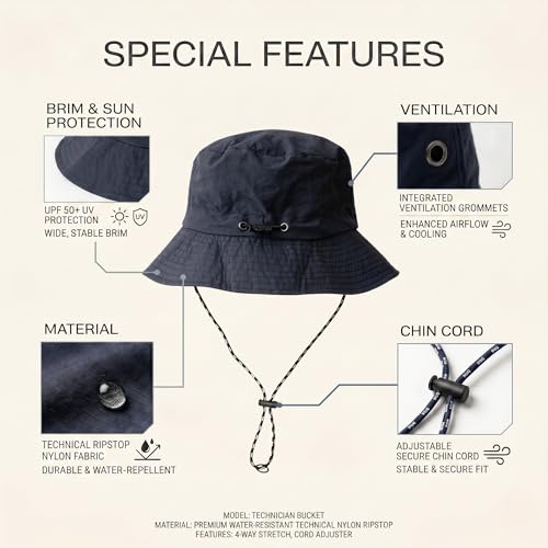 Image of Kraptick Adjustable Bucket Hat for Men - Wide Brim Sun Protection Safari Hat with Chin Strap for Outdoor, Fishing, Hiking, Trekking & Travel - Breathable Summer Boonie Cap