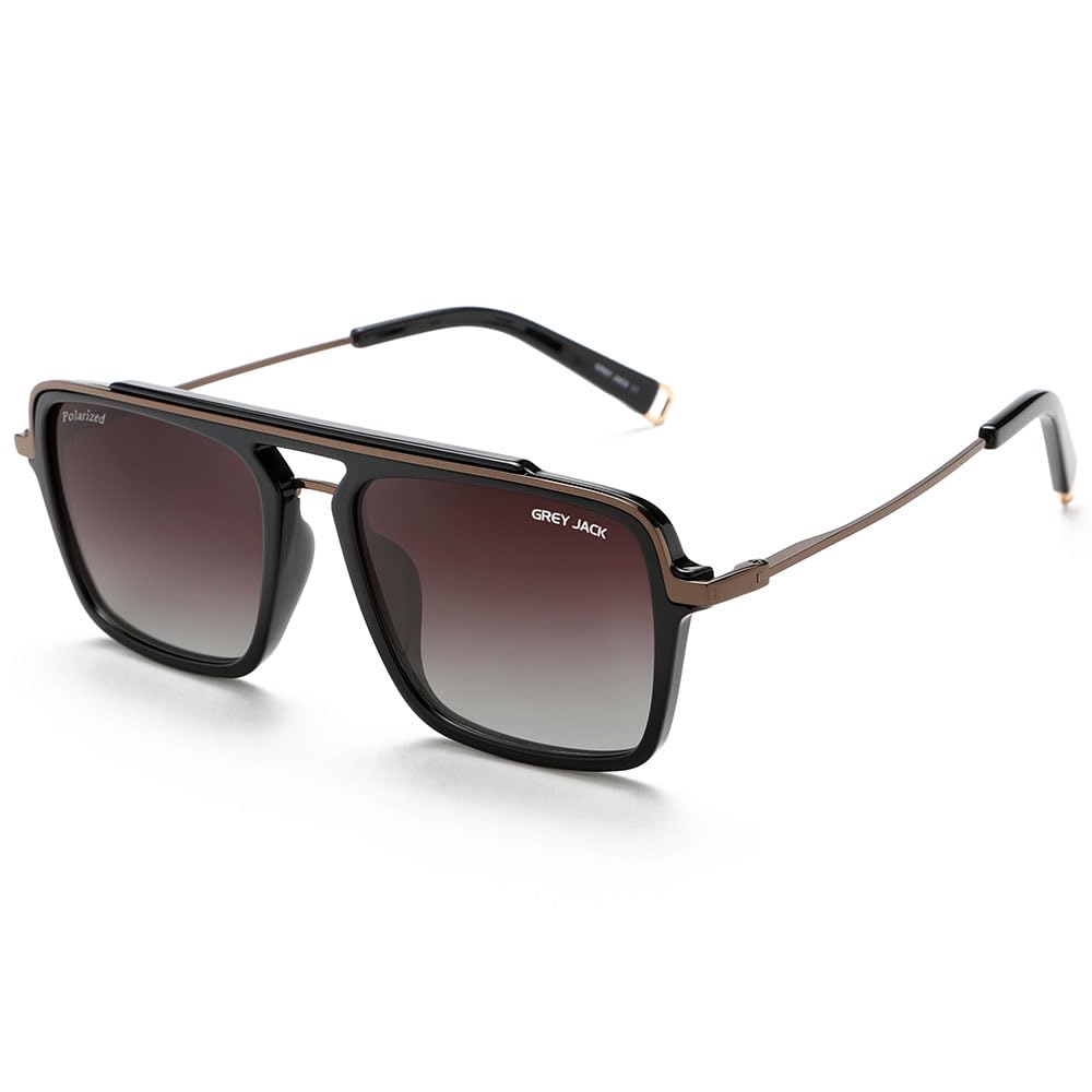 grey jack TR90 Metal Frame Square Shape Double Bridge Polarized Sungla