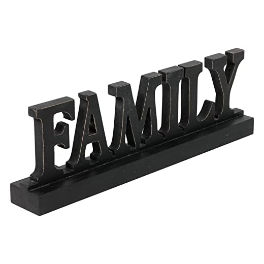 Farmhouse Distressed Black Wooden Family Sign for Tabletop 16", Handmade Rustic Family Signs for Home Decor, Decorative Christmas Signs, Thanksgiving Signs for Shelf Fireplace Living Room Bedroom