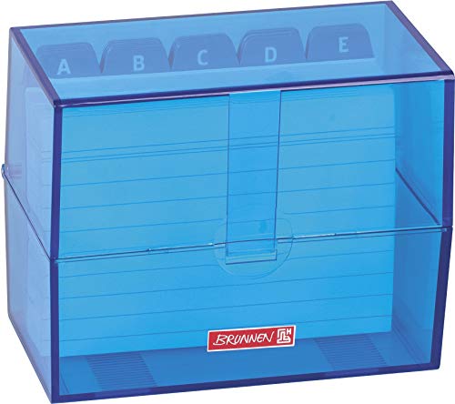 Brunnen 102057033 Karteikasten, 12 x 9, 5 x 6, 5 cm (für A7 Karteikarten), Polystyrol, azur, Colour Code
