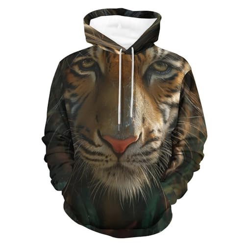 Sweatshirt imprimé tigre à manches longues et coupe unisexe