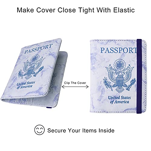 Walnew Passport Holder And Vaccine Card Holder Combo Travel Wallet Rfid Blocking Pu Leather Case Cover With Vaccine Card Protector Slot (Marble Purple) #TOP4