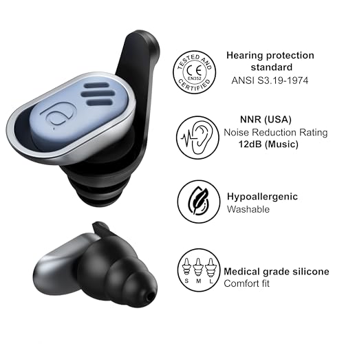 MIXX Assistive Audio Music Earplugs – High-Fidelity Hearing Protection for Concerts & Festivals | 12dB Noise Reduction, Crystal-Clear Sound | Hypoallergenic, Reusable & Comfortable Fit