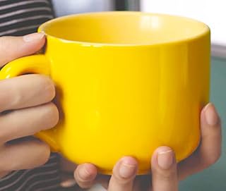 Taza Grande de Café y Té - Cerámica 600 ml, Cuenco de Cereales Con Asa, Porcelana, Capuchino, XL
