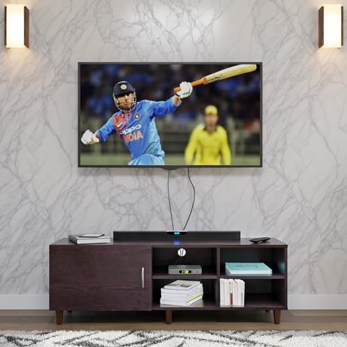 Image of VIKI Modern TV Unit for Living Room | Engineered Wood TV Cabinet with 1 Door Storage & 2 Open Shelves, Set Top Box Stand, Entertainment Unit, 140W x 48H x 40D cm | DIY | 1 Year Warranty (Wenge)