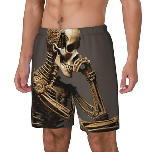 Interesting Skeleton Men's Soft Double Swim Shorts, Lounge Swiming Shorts Pants Breathable Summer2