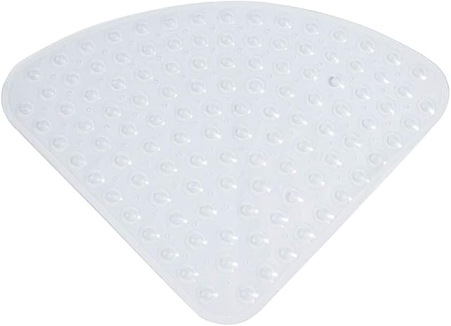 Bclaer72 54x54cm Sector Rubber Corner Shower Mat Anti-slip Quadrant Bath Mat Anti-Bacterial Suction Mat for Shower or Tub,Non-slip Bathtub Mat(Transparent White)