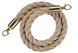 Absperrseil 1-5m Absperrkordel goldenen (Ø32 mm) karabinerhaken Hanfseil personenleitsystem absperrband crowd control rope/golden/1.4m