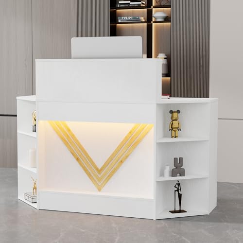 VOWNER 39.3" H Modern Reception Desk with LED Lighting, Office