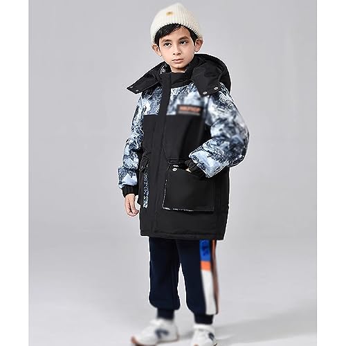 GAGALU Jaqueta infantil engrossada de comprimento médio, grafite colorido à prova de vento e jaqueta