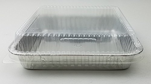 Handi-Foil-Square-Disposable-Aluminum-Foil-Cake-Pan-wClear-Dome-Lid-REF-308-WDL-Pack-of-100-Sets