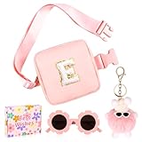 WINOWIMO Mini riñonera personalizada para niños con lentes de sol y bonito llavero, 7