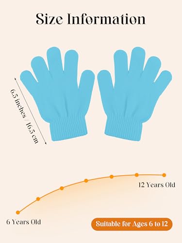 Image of Cooraby 12 Pairs Kid's Winter Magic Gloves Children Stretchy Warm Magic Gloves Boys or Girls Knit Gloves for 6-12 Years