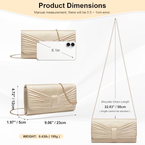 Image of UBAYMAX Satin Clutch Purses for Women Formal Elegant Evening Bag Handbags | Dressy Envelope Clutch Bag Small Elegant Crossbody Bag with Detachable Chain for Wedding Party Cocktail Prom Engagement