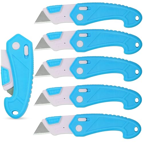 Image of Lightweight Strong ABS Plastic Folding Utility Box Cutter (Bright Blue, 6)