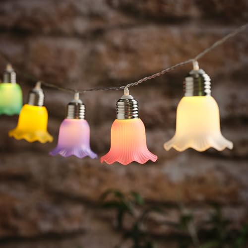 Lights4fun Guirlande lumineuse colorée, avec 10 fleurs, à énergie solaire, lumière continue et mode clignotant, décoration d'été, printemps, résistante...