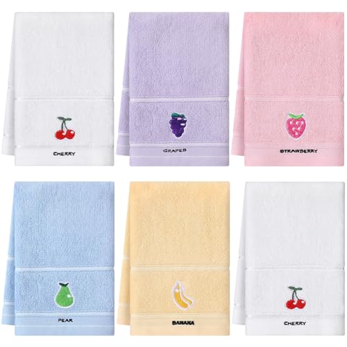 Geyoga 6 Pcs Christmas Embroidery Bathroom Hand Towels Xmas Tree Cotton Fingertip Towels Animal Kitchen Towel Absorbent Cute Dish Towels For Christmas Kitchen Bathroom Decor cover