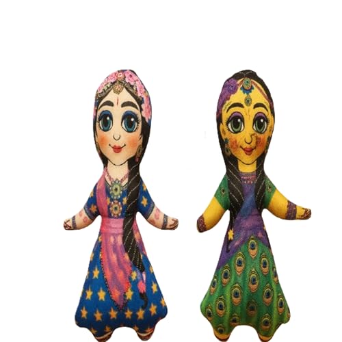 Image of Lalita Vishakha Radha Ji Sakhi Doll Soft Plush Toy for Kids | Handmade Cultural & Spiritual Toy | Washable Fabric | 7.5 Inch Cute Doll Set for Gifting & Decoration