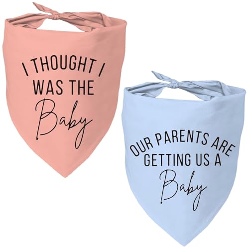 2 Pack Dog Bandanas for Pregnancy Announcement Cute Adjustable Pet Bandana Scarf for Small Medium Large Dogs Gender Reveal Puppy Accessories Soft Breathable Fabric for Puppy Cats(Blue&Pink)