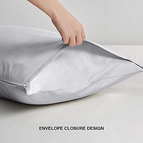 FLXXIE Microfiber Pillow Cases Standard Size, Soft Pillowcases with Envelope Closure, Wrinkle, Stain Resistant Pillow Covers, 20x26, Light Grey