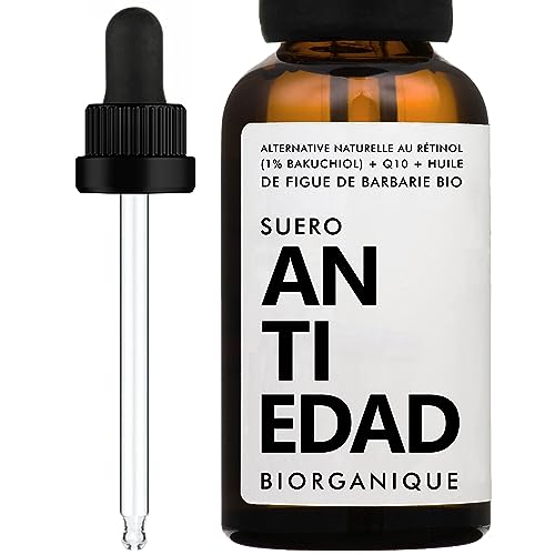 Serum Facial BAKUCHIOL PURO 1% | ANTI-EDAD | 100% natural | Bakuchiol (alternativa natural al retinol) + Aceite de higo chumbo ORGÁNICO + Q10 | Anti-arrugas/líneas finas + Elasticidad de la piel