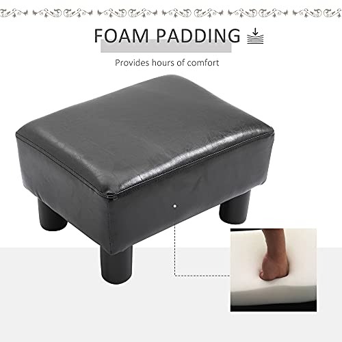 Homcom Modern Faux Leather Upholstered Rectangular Ottoman Footrest With Padded Foam Seat And Plastic Legs, Bright Black #TOP5