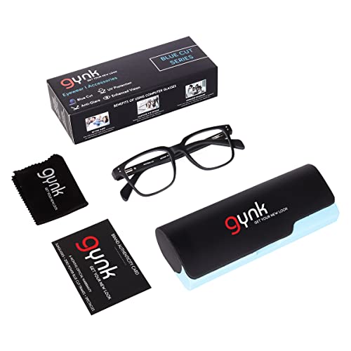 Image of GYNK || Computer Glasses with no power blue cut lens || Trending,Rectangular,Unisex,UV Protection,Zero Power Spectacle || Stylish and Unique Eyeglasses Frame for Women and Men