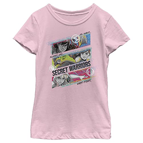 T-shirt Marvel fille à col rond en coton léger de couleur rose