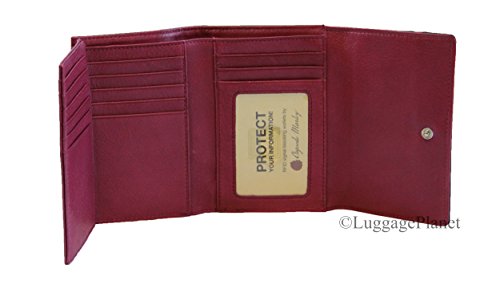 RFID Blocking Womens Leather Flap Wallet (Storm w/Chianti Interior)2