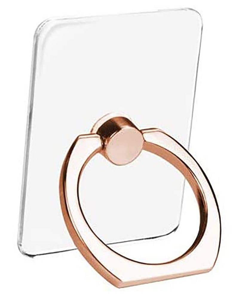 Image of KolorFish Transparent Phone Ring Stand Holder Mobile Phone Ring Holder Finger Grip 360 Degree Rotation (Transparent Rose Gold Square)