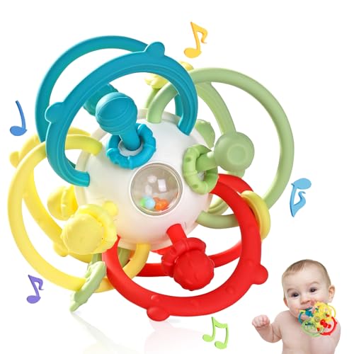 Image of Orzbow Rattle & Sensory Teething Toys for Baby, Montessori Teethers Toys for Babies 3-12 Months, Infant Teething Relief Chew Toys, Stimulating Little Minds & Hands with Educational Toys for Toddlers
