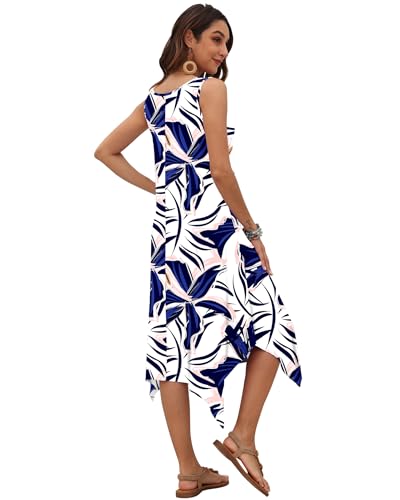Image of AUSELILY Women's Summer Dresses Casual Sleeveless Midi Tank Beach Dress | Women's Asymmetrical Hem Sundress with Side Pockets, Great for Beach, Vacation & Daily Wear